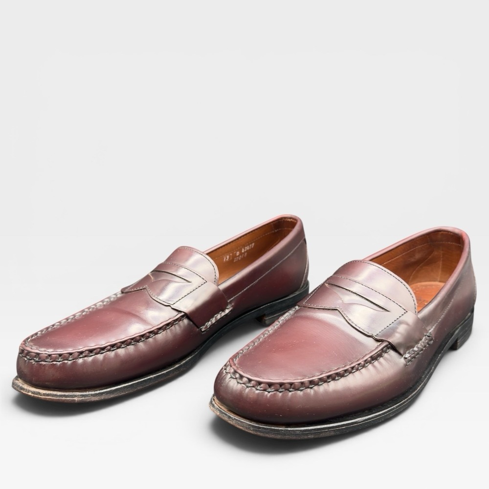 Allen Edmonds Walden Burgundy Leather Penny Loafers Dress Shoes 13 B Slim Custom